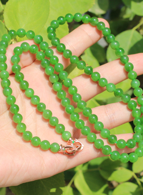 方言和田玉色标级俄阳绿碧玉手串
