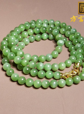 市场价十万元现15000回馈俄料细润粉青碧玉带猫眼8mm贵妇手串A6