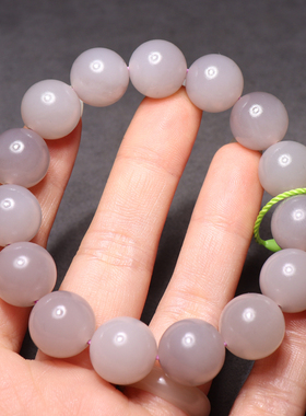 方言精品和田玉佩戴级青海老坑料细腻冰底粉紫色卡14mm手串手链O2