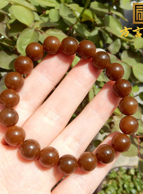 新疆且末老料红糖玉10mm圆珠手串