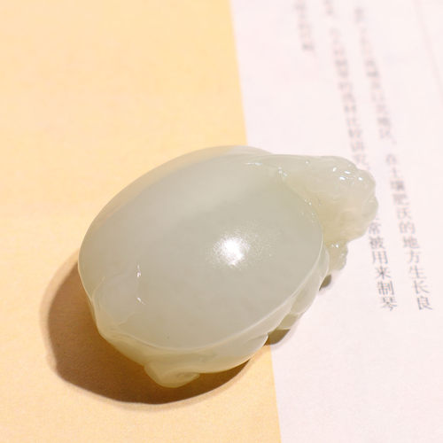玉禧珠宝和田玉精品百搭老新疆且末白玉立体雕刻龙龟吊坠挂件A9
