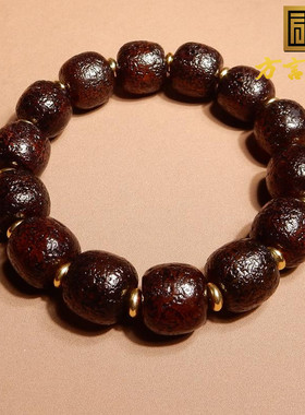 包浆黑山经脉磨砂玻璃皮玛瑙手串
