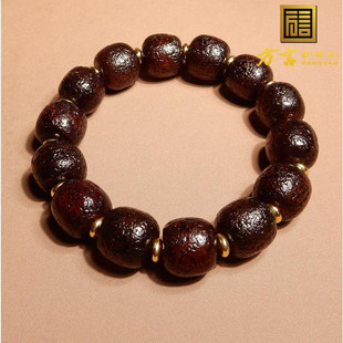 方言和田玉老熟包浆黑山经脉磨砂玻璃皮玛瑙14mm男女款轻奢手串A6
