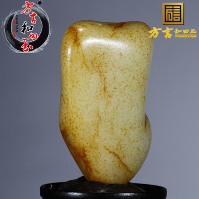 方言和田玉新疆玉龙河产籽料原石精品玉质皮色三熟玩料摆件把件F