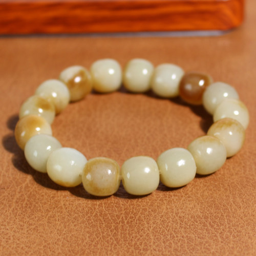 玉禧珠宝且末料糖白玉手串12mm