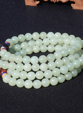 方言和田玉俄料细润粉青碧玉手串