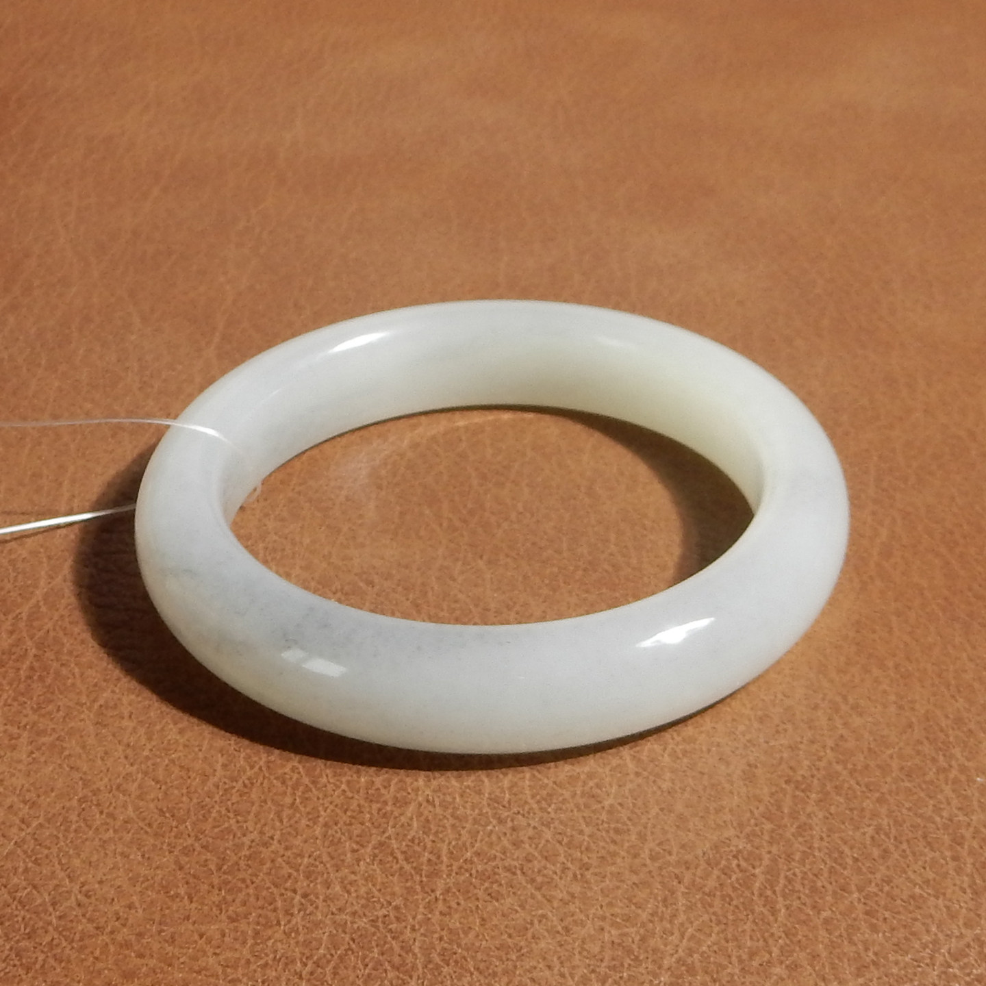 玉禧珠宝新疆油润细腻和田玉白玉青花籽料半山水色55MM手镯送礼Q