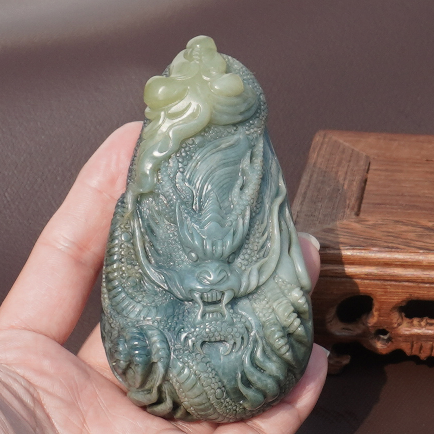 方言和田玉新疆且末蓝玉黄口把件