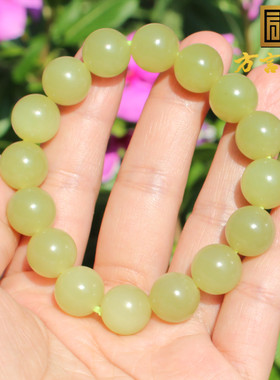 方言和田玉且末高脂糯青黄口手串