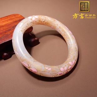 惊呆了方言和田玉老坑高白羊脂玉景泰蓝工艺56精品时尚宽条手镯s2