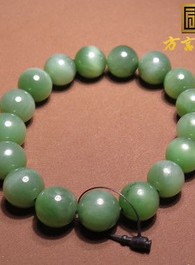 俄罗斯老坑料猫眼碧玉12mm女神链