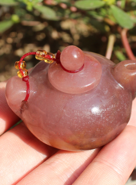 惊呆了方言新疆精品巨漏克拉玛依金丝玉紫气东来把把壶把件摆件A8