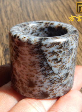 方言和田玉精品放巨漏青海料野牛沟桂花糕草花意境22mm扳指回馈w