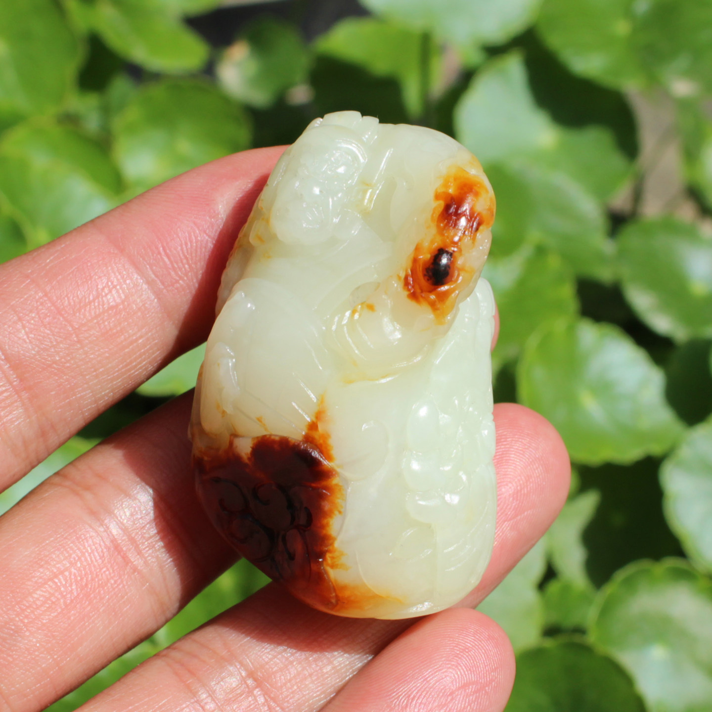 玉禧珠宝和田玉精品温润细腻俄籽料红皮白玉武将守护玉吊坠挂件W1