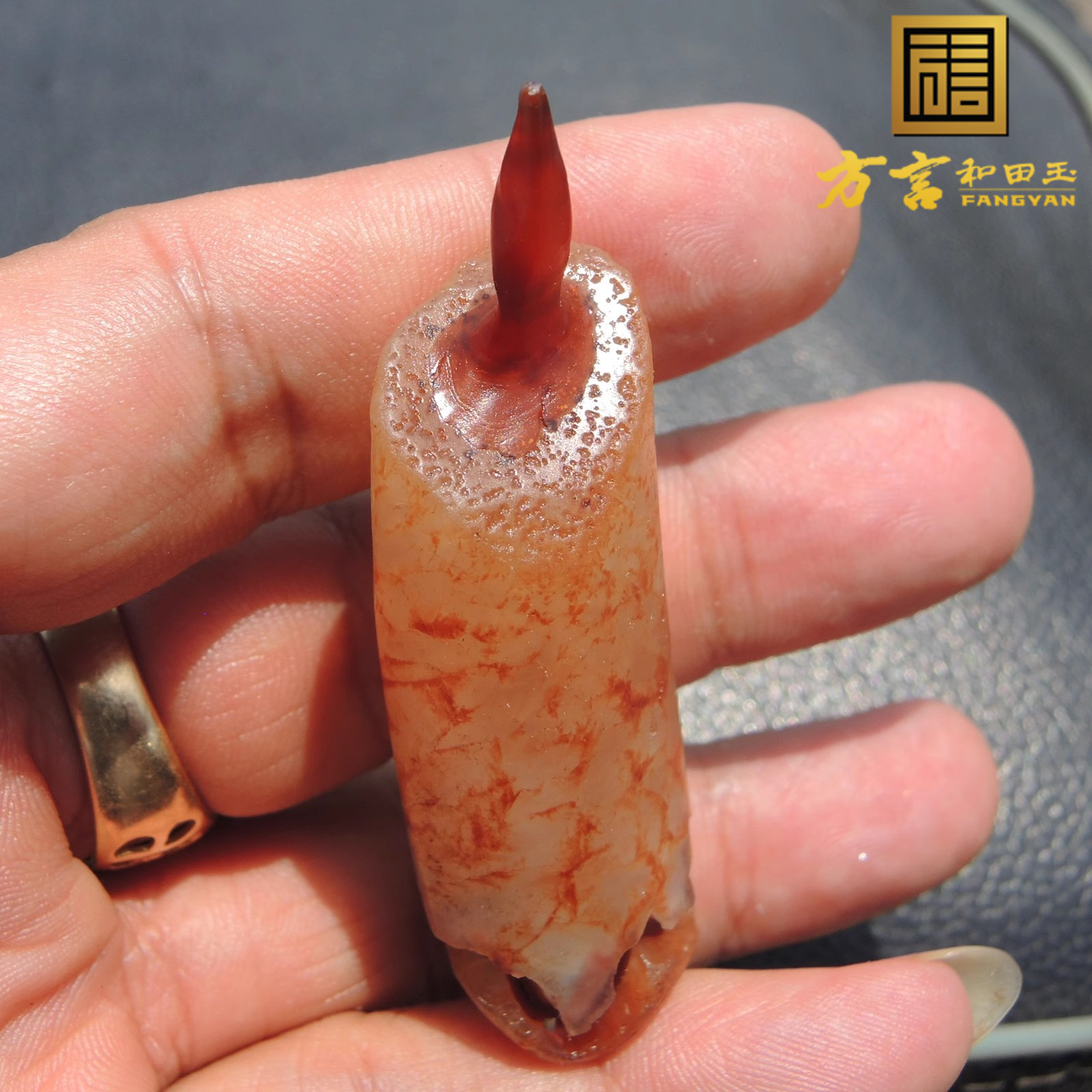 超重磅放巨漏阿拉善地表花玛瑙红芯立体象形籽料玩料原石手把件R