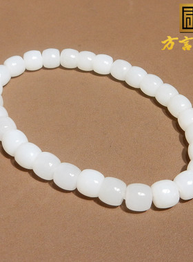 特惠方言和田玉95于田料油润细腻羊脂白玉卡7mm直切珠手链手串R5