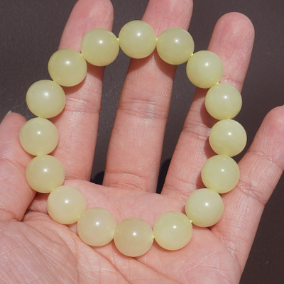 和田玉新疆且末高脂糯黄口料手串