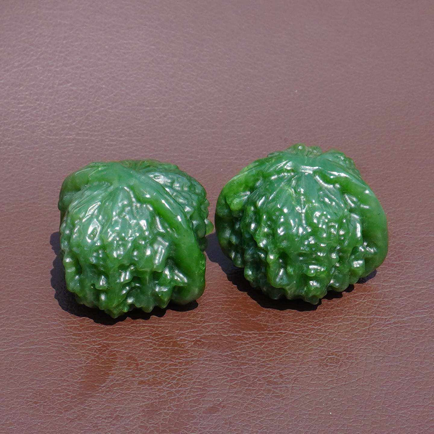 玉禧珠宝天然和田玉俄罗斯老料油润细腻菠菜绿碧玉文玩核桃手把Q6