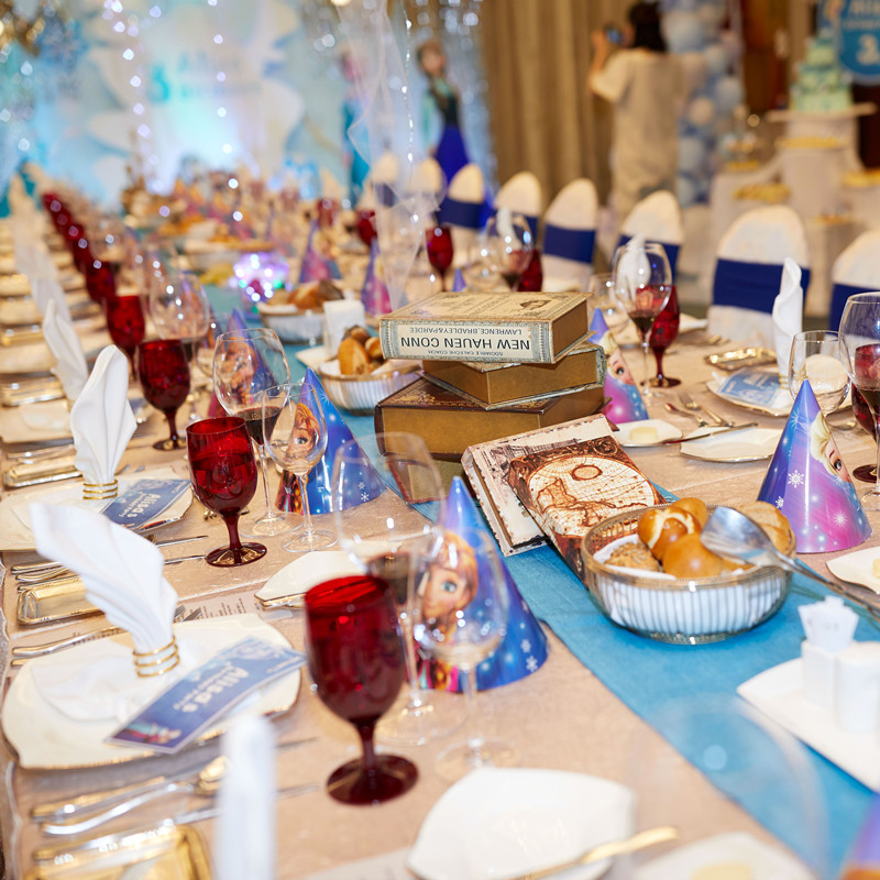 爱莎派对主题餐具女孩桌布生日帽