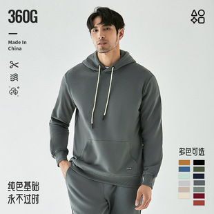 美式 黑色毛圈连帽卫衣女 360G春秋纯棉套头卫衣男中厚纯色休闲净版