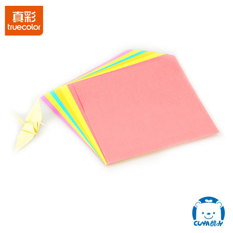 真彩酷丫手工荧光折纸儿童叠纸幼儿园动手课折纸卡通益智6色54张