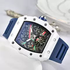Personalized Youthful Fashion Imitation Ceramic White X Barrel-Shaped Foreign Trade Men's Watch with Quartz Movement and Calendar