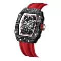 Carbon Fiber Pattern-Nylon Belt-Black Shell White Surface Red Belt