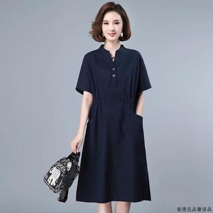 连衣裙子夏天 高档品牌2025新款 可外穿睡裙女款 睡衣夏季 纯棉麻短袖