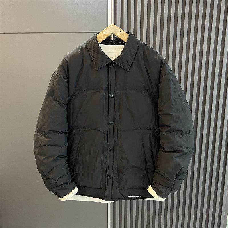 代购羽绒服美式复古轻薄外套男士冬季新款宽松痞帅白鸭绒翻领夹克