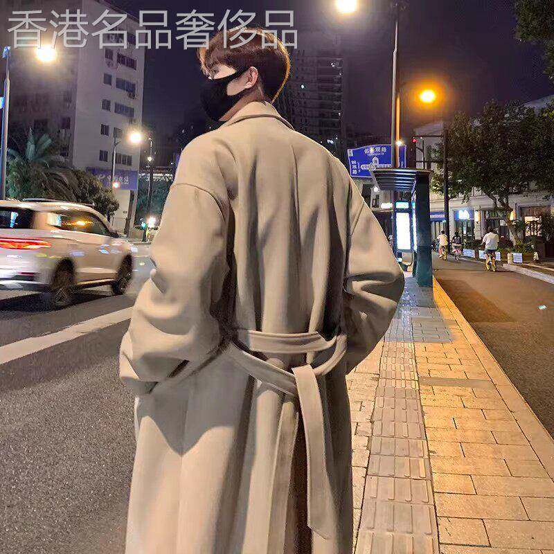 高端中长版毛呢大衣外套男士2025新款冬装季韩版宽松休闲风衣男款
