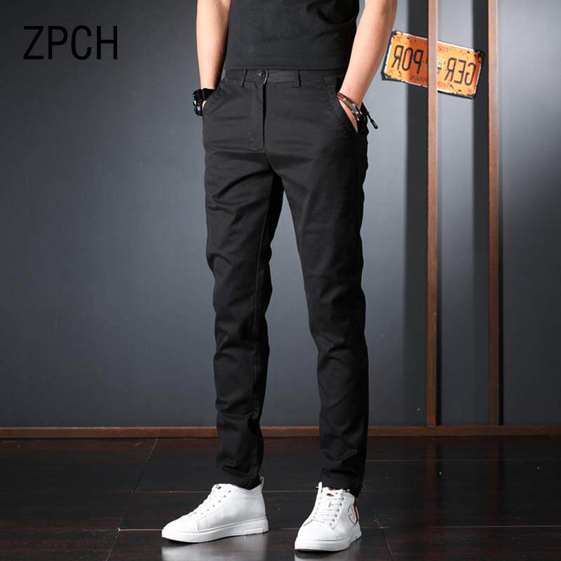男士高端品牌休闲裤2025新款秋冬款弹力修身小脚裤子黑色商务西裤