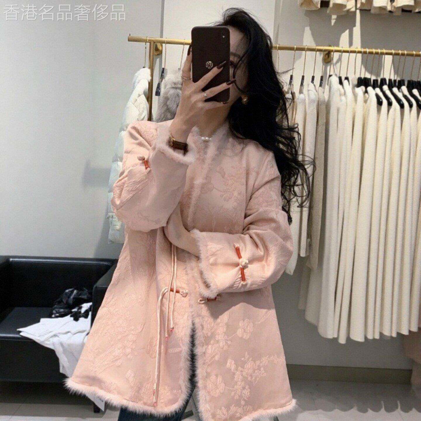 新中式外套女装冬2025新款今年流行爆款国风粉色绝美巨好看的棉服