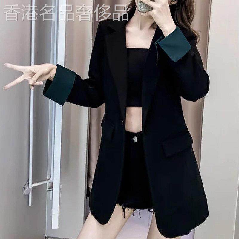 黑色西装外套女春秋季2025新款高级感韩版修身中长款休闲西服上衣
