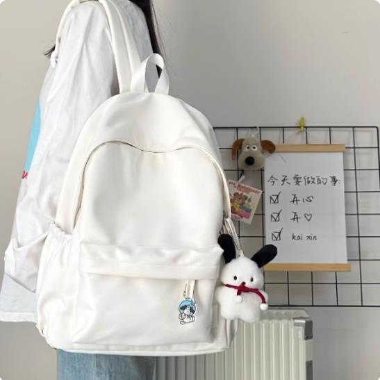 书包女大学生日系极简风纯色简约百搭ins高中学生双肩包小众配色