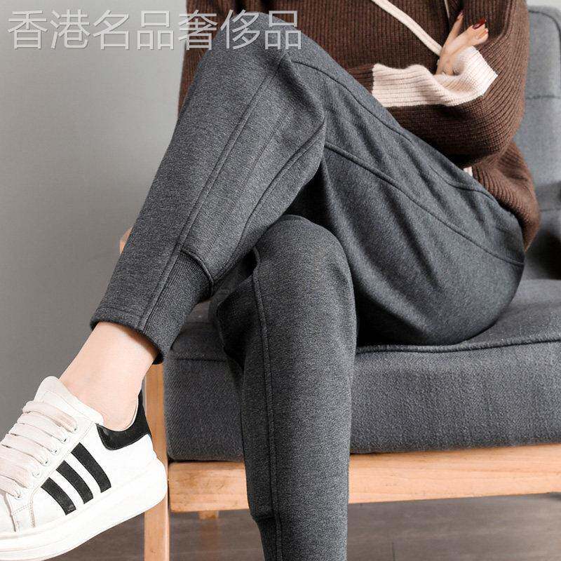 运动裤女秋冬季宽松束脚深灰色休闲裤子2025新款加绒加厚外穿卫裤