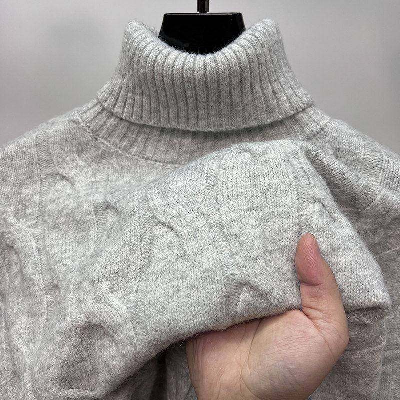 麻花纹高领毛衣男秋冬立体肌理感针织衫慵懒宽松加厚毛线衣,男装,大码上装,淘宝优惠券,粉丝福利购,淘宝优惠卷