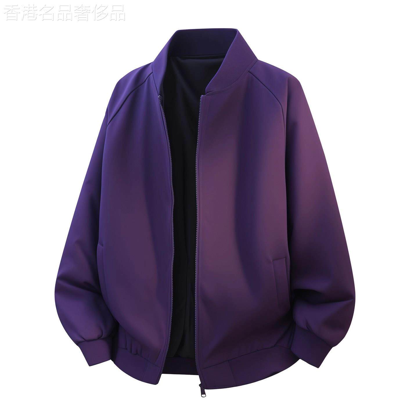 高端紫色加厚棉服外套男士2026新款冬季拉链宽松夹克棒球服潮男款