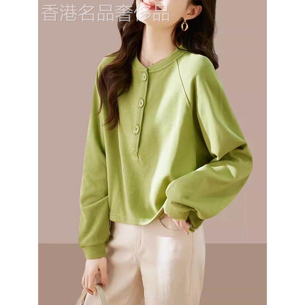 卫衣女小个子春秋2025新款气质简约时尚百搭短款圆领长袖T恤上衣