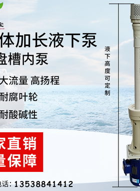 长美PP立式液下泵方盘槽内泵定制加长废弃塔喷淋用水泵1HP2HP3HP