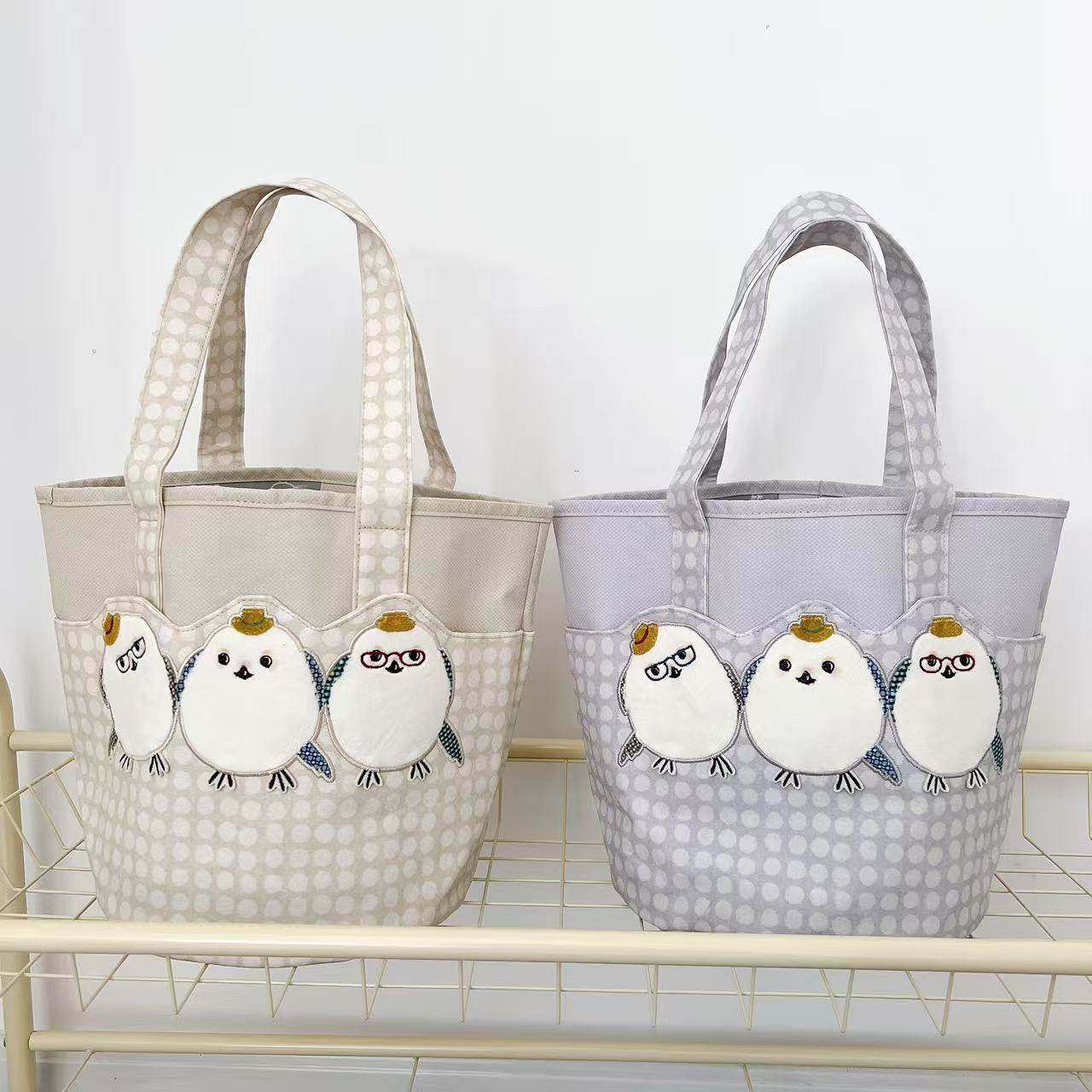 日本Kusuguru刺绣小鸡手提包手拎包大号水桶包通勤布艺503,箱包皮具/热销女包/男包,水桶包,淘宝优惠券,粉丝福利购,淘宝优惠卷