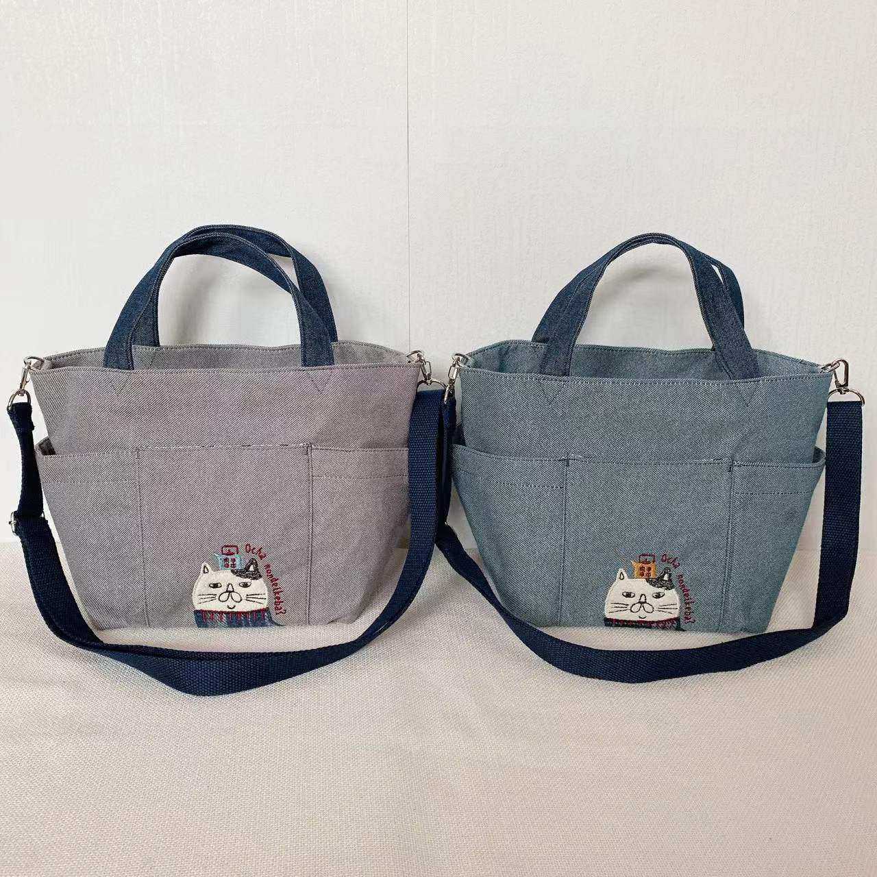 日本kusuguru刺绣胖猫斜挎包单肩包手提手拎布艺逛街购物通勤912,箱包皮具/热销女包/男包,时尚帆布包,淘宝优惠券,粉丝福利购,淘宝优惠卷