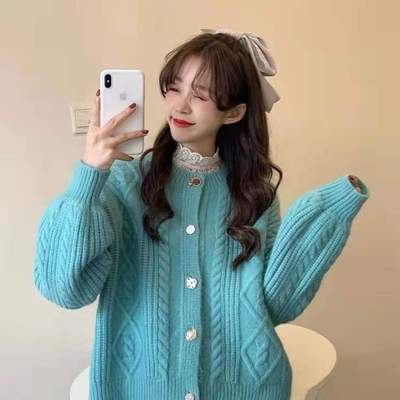 开衫春秋装慵懒风韩版麻花毛衣