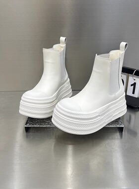 今年流行爆款切尔西靴厚底增高短筒靴女春秋单靴小个子时尚烟筒靴