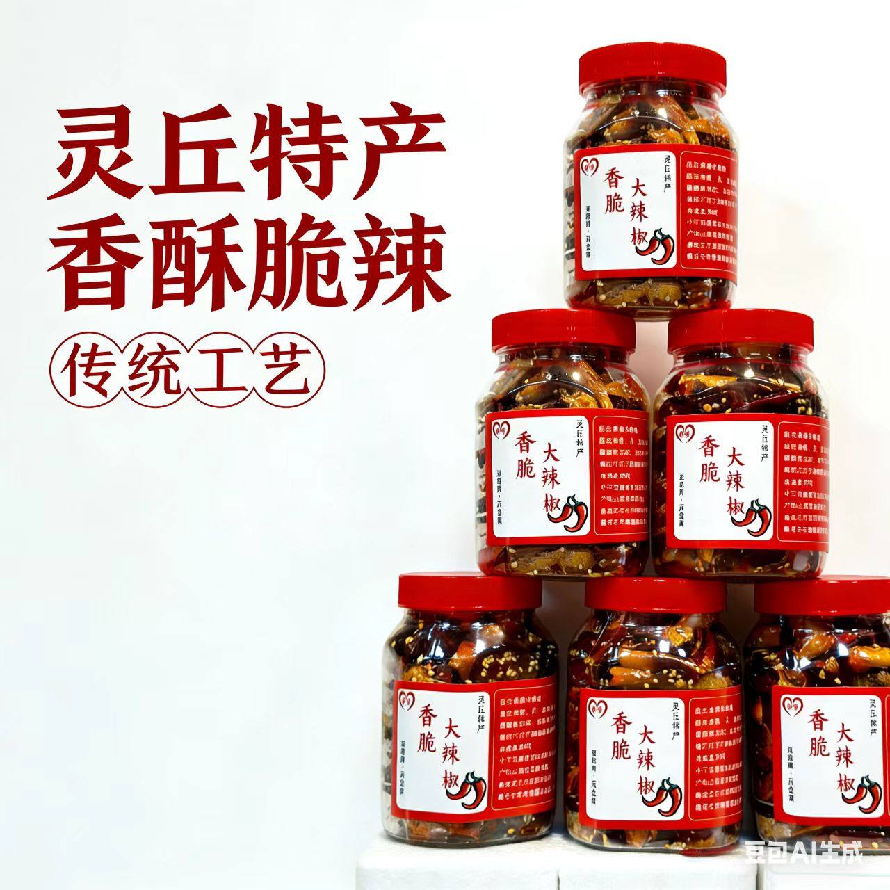 山西灵丘特产干辣椒段芝麻香脆大辣椒真空包装地方特色小吃