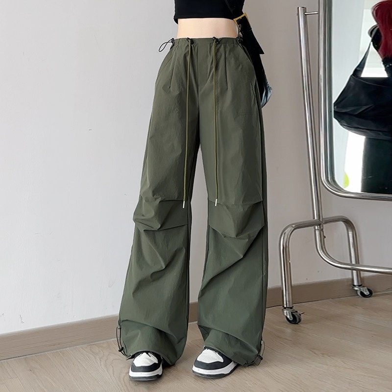 白色工装裤女款夏季薄款2026新款美式街舞裤子跳舞爵士舞降落伞裤