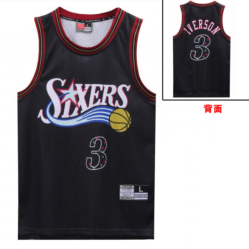 艾弗森76人队服美式复古背心麦迪科比邓肯杜兰特加内特网眼球衣潮
