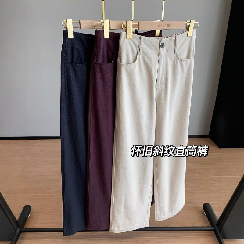 窄版直筒阔腿裤显瘦莱赛尔休闲裤