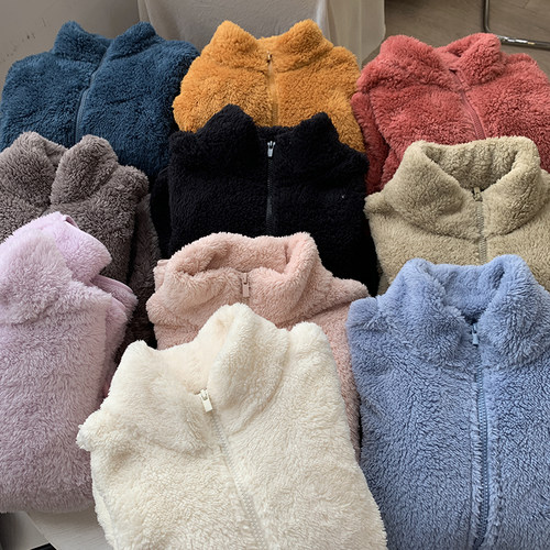 厚实立领舒适毛绒质感短外套