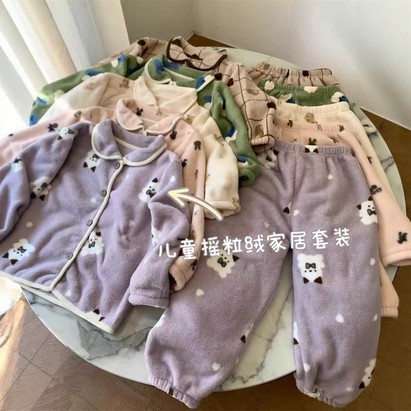卡通保暖摇粒绒家居服睡衣套装冬