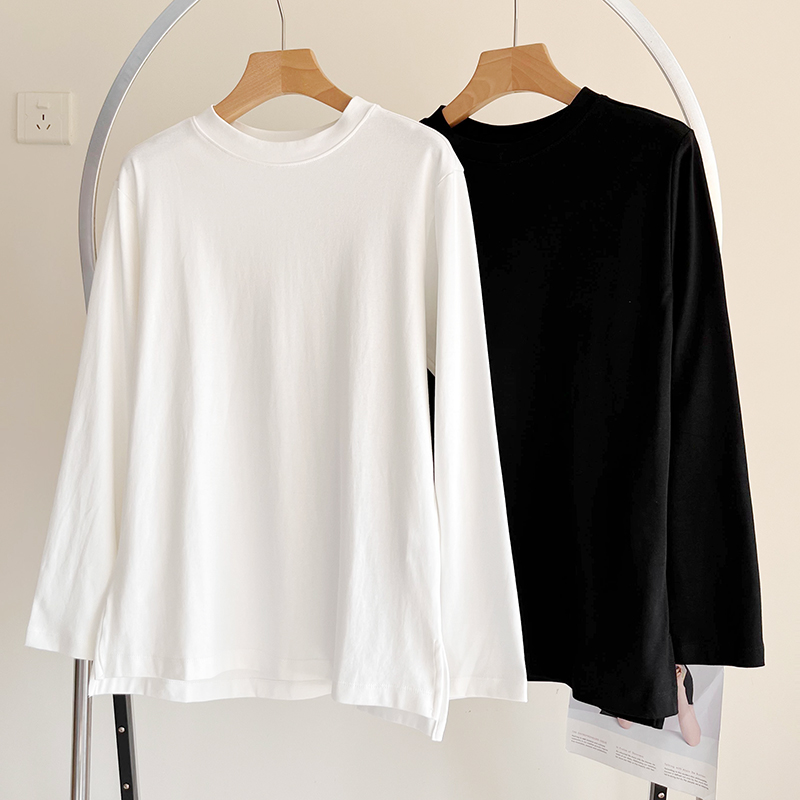 匹马纯棉软糯密实长袖t恤女